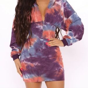 Fashion Nova Tie Dye Hook Sweater Dress
